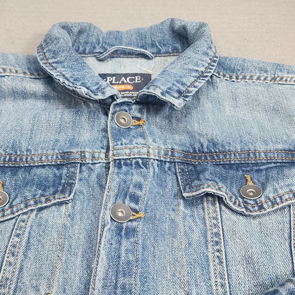 The Children's Place Denim Jacket Blue Medium Wash Trucker Boys Size XL‎ 14